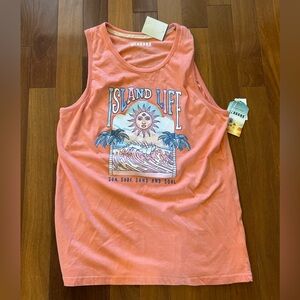 Cabana graphic print with the text "ISLAND LIFE"  size M NWT